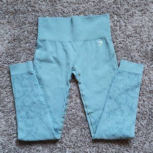 Gymshark teal green geo floral ribbed seamless high waisted leggings XS